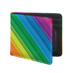Rainbow Diagonal Lines Pattern Print Bifold Wallet