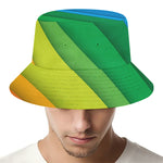 Rainbow Diagonal Lines Pattern Print Bucket Hat