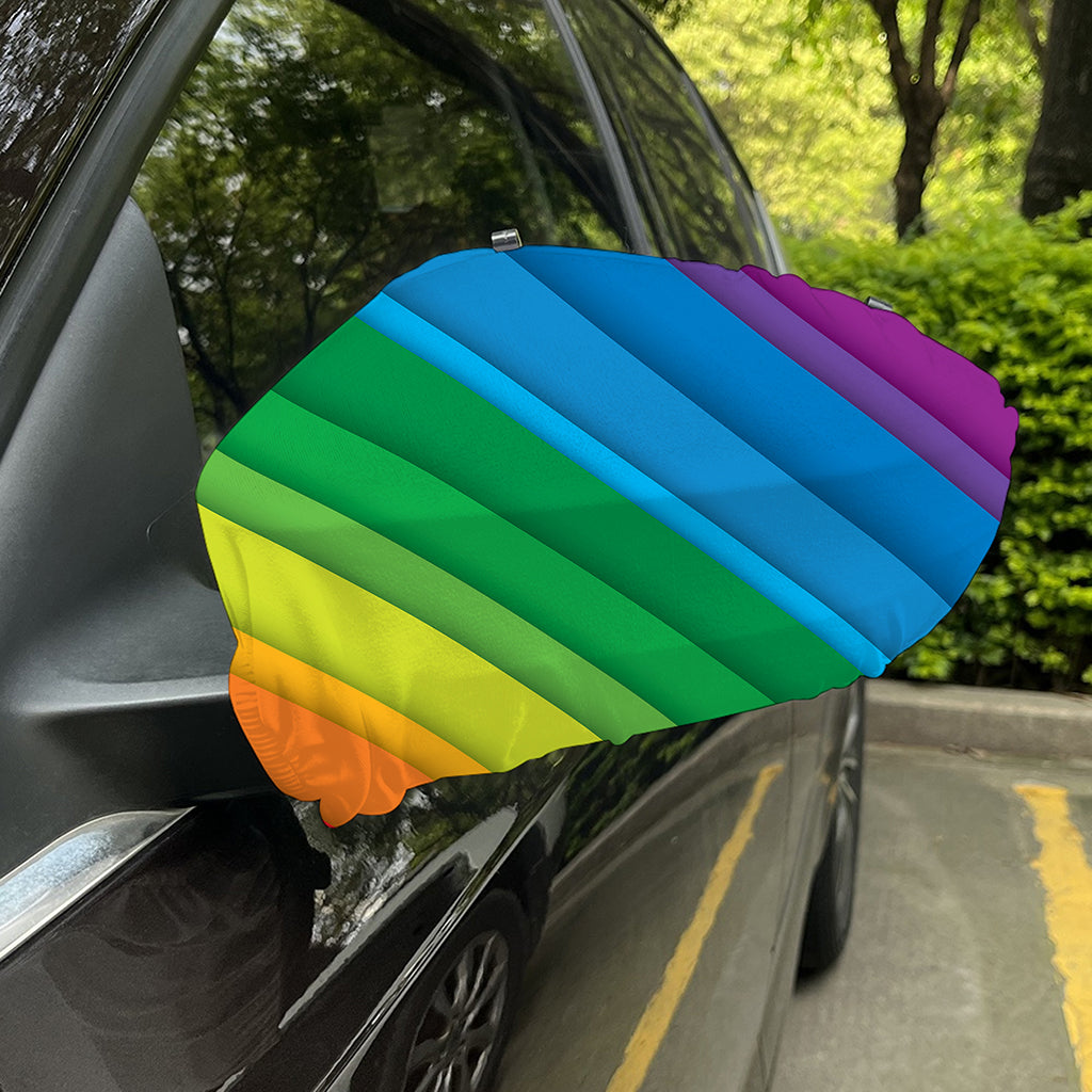 Rainbow Diagonal Lines Pattern Print Car Side Mirror Covers