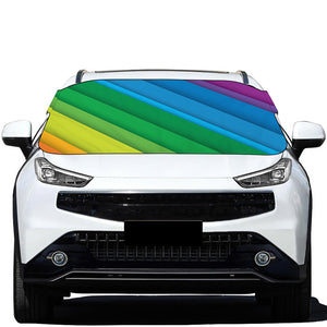 Rainbow Diagonal Lines Pattern Print Car Windshield Snow Cover