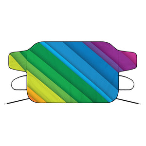 Rainbow Diagonal Lines Pattern Print Car Windshield Snow Cover