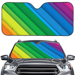 Rainbow Diagonal Lines Pattern Print Car Windshield Sun Shade