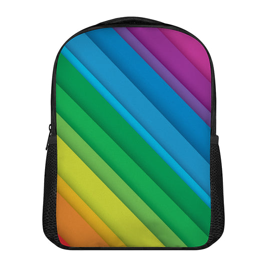Rainbow Diagonal Lines Pattern Print Casual Backpack