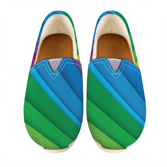 Rainbow Diagonal Lines Pattern Print Casual Shoes