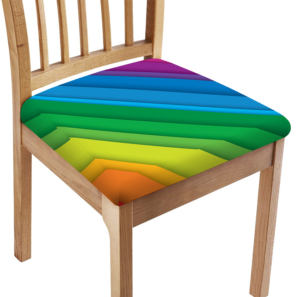 Rainbow Diagonal Lines Pattern Print Chair Cushion Cover