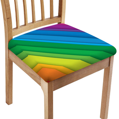 Rainbow Diagonal Lines Pattern Print Chair Cushion Cover