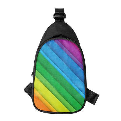Rainbow Diagonal Lines Pattern Print Chest Bag