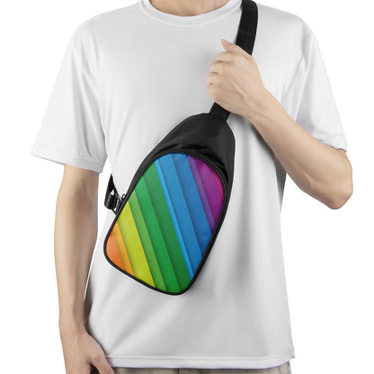 Rainbow Diagonal Lines Pattern Print Chest Bag