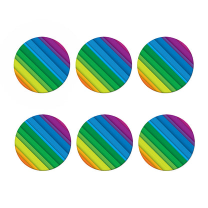 Rainbow Diagonal Lines Pattern Print Coaster Set
