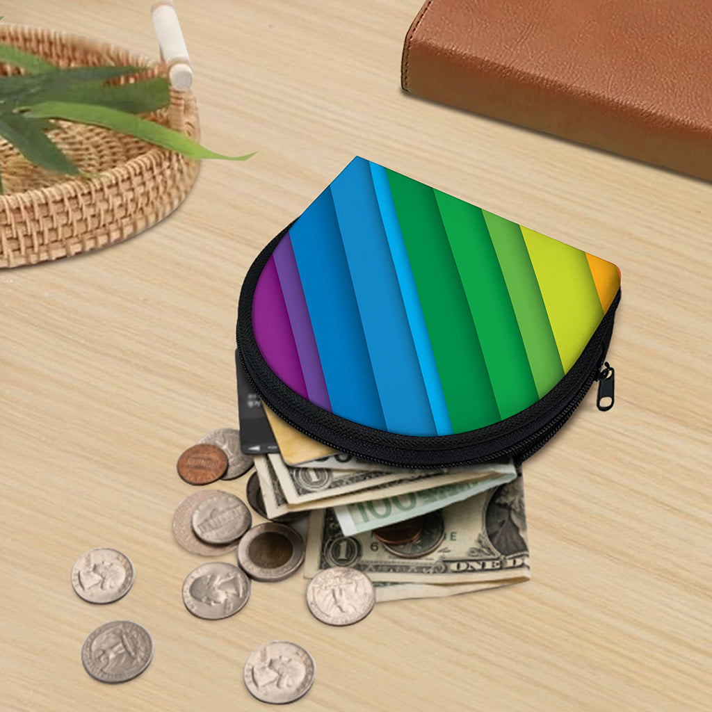Rainbow Diagonal Lines Pattern Print Coin Purse