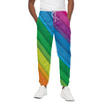 Rainbow Diagonal Lines Pattern Print Cotton Sweatpants
