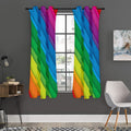 Rainbow Diagonal Lines Pattern Print Grommet Curtain Panels