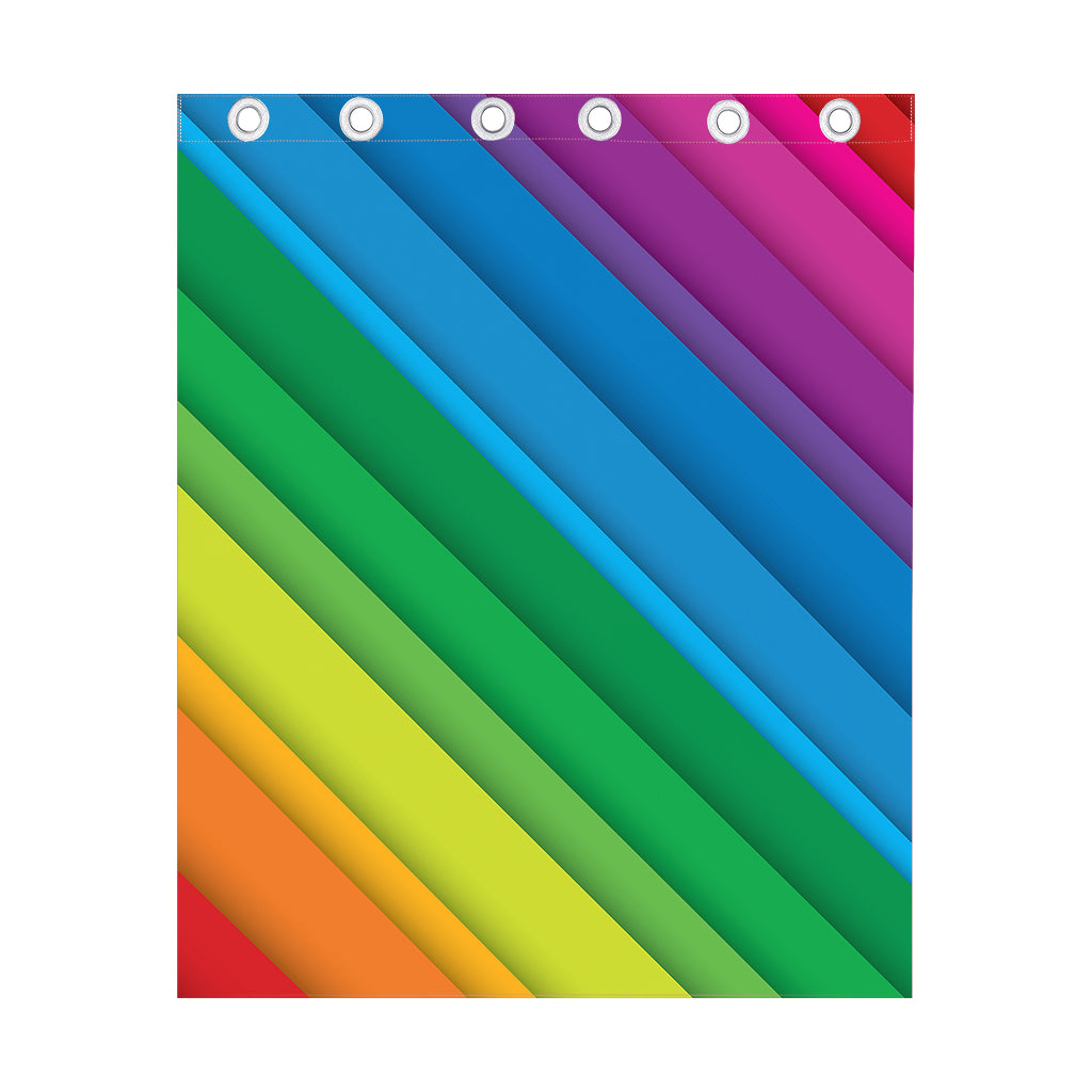 Rainbow Diagonal Lines Pattern Print Curtain