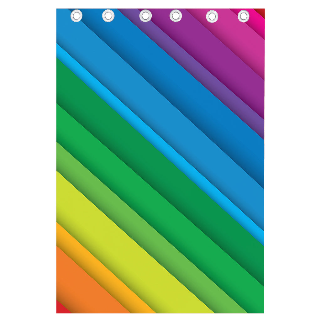 Rainbow Diagonal Lines Pattern Print Curtain