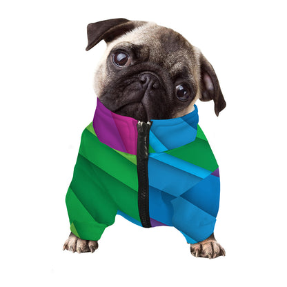 Rainbow Diagonal Lines Pattern Print Dog Zip Up Jacket
