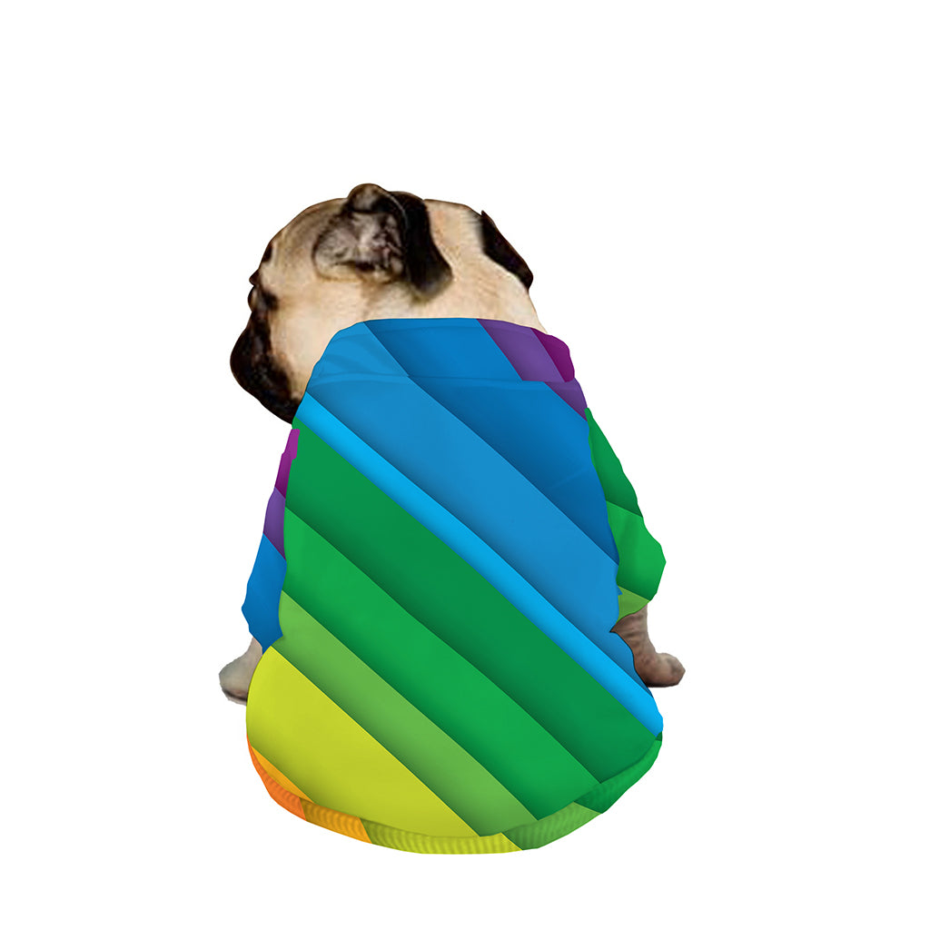 Rainbow Diagonal Lines Pattern Print Dog Zip Up Jacket