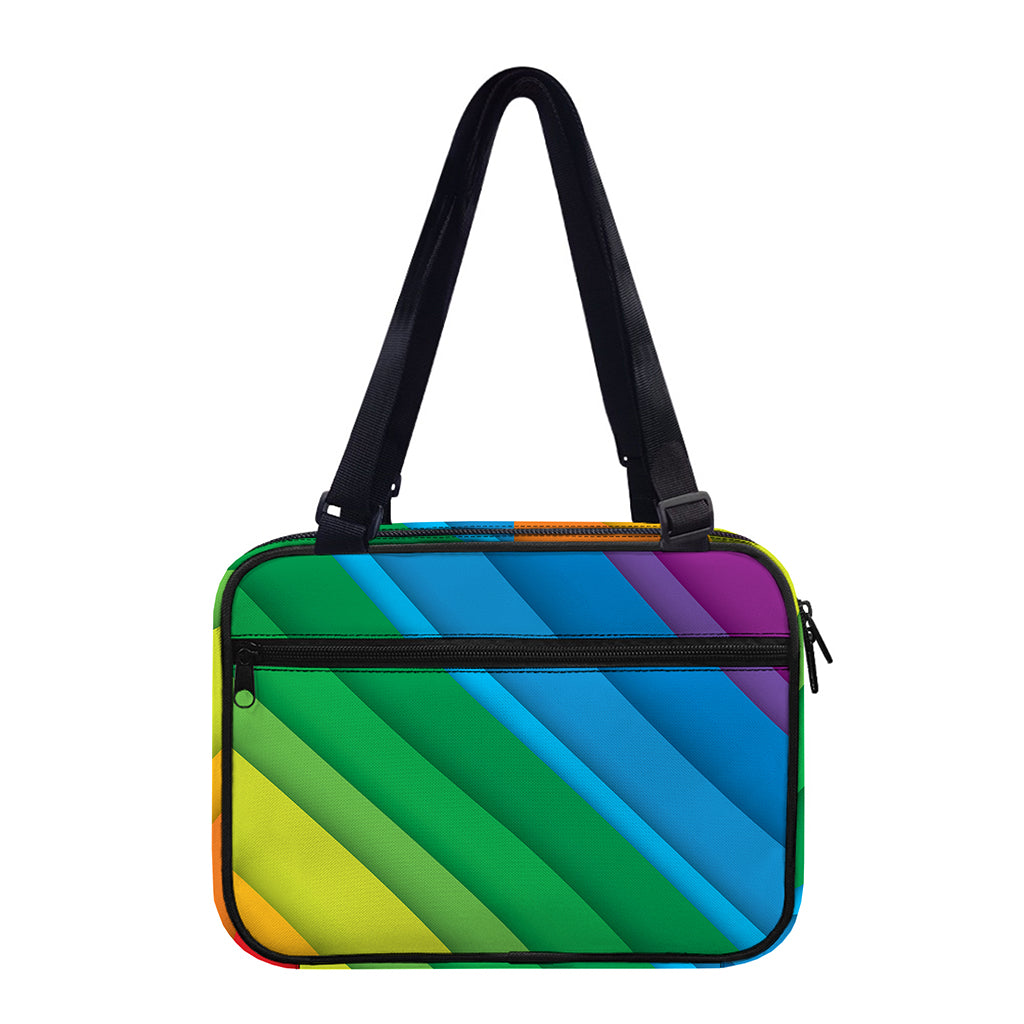 Rainbow Diagonal Lines Pattern Print Double Strap Bible Bag