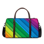Rainbow Diagonal Lines Pattern Print Duffle Bag
