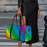 Rainbow Diagonal Lines Pattern Print Duffle Bag