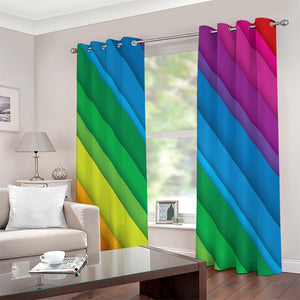 Rainbow Diagonal Lines Pattern Print Extra Wide Grommet Curtains