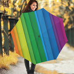 Rainbow Diagonal Lines Pattern Print Foldable Umbrella