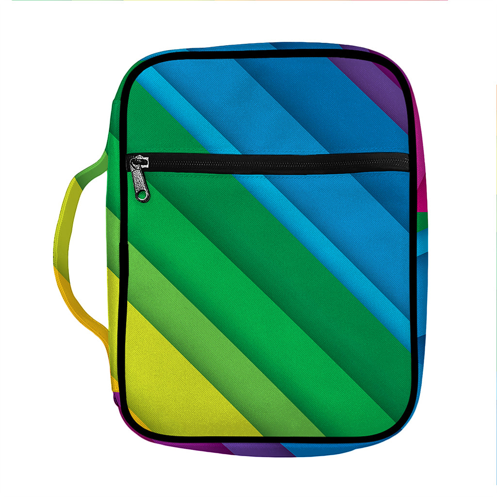Rainbow Diagonal Lines Pattern Print Front Pocket Bible Bag