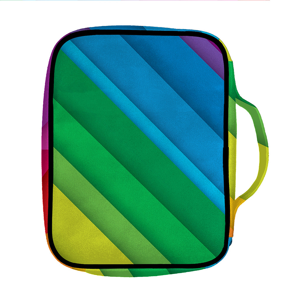 Rainbow Diagonal Lines Pattern Print Front Pocket Bible Bag