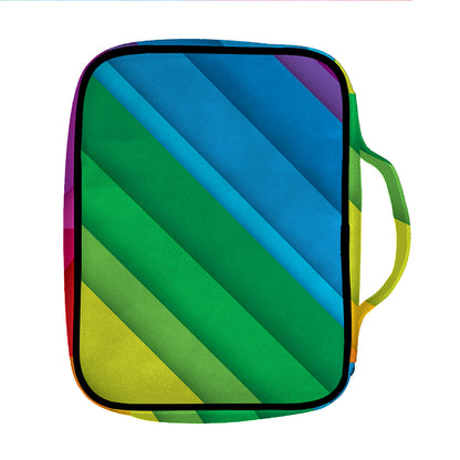 Rainbow Diagonal Lines Pattern Print Front Pocket Bible Bag