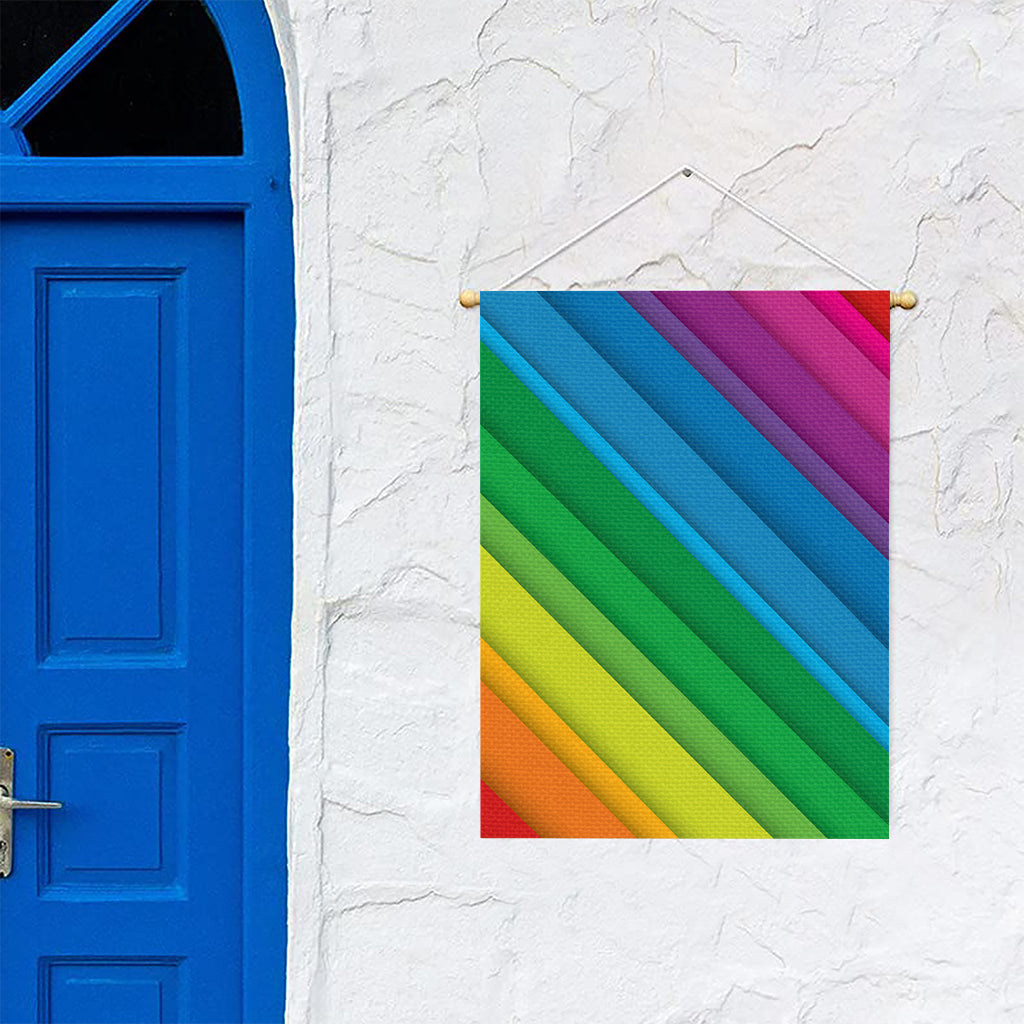Rainbow Diagonal Lines Pattern Print Garden Flag