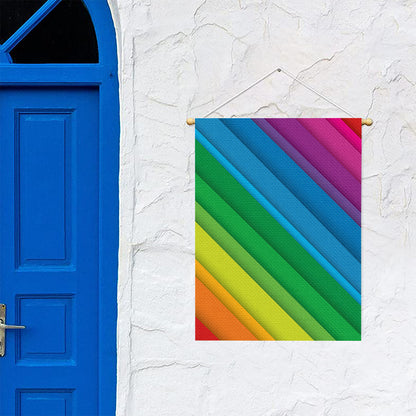 Rainbow Diagonal Lines Pattern Print Garden Flag