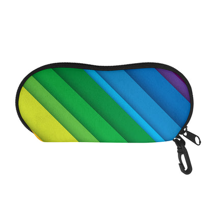 Rainbow Diagonal Lines Pattern Print Glasses Case