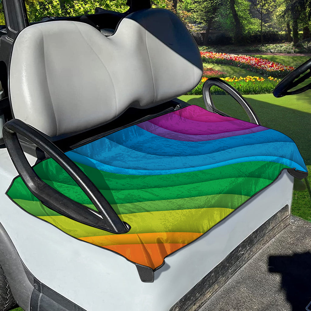 Rainbow Diagonal Lines Pattern Print Golf Cart Seat Cover