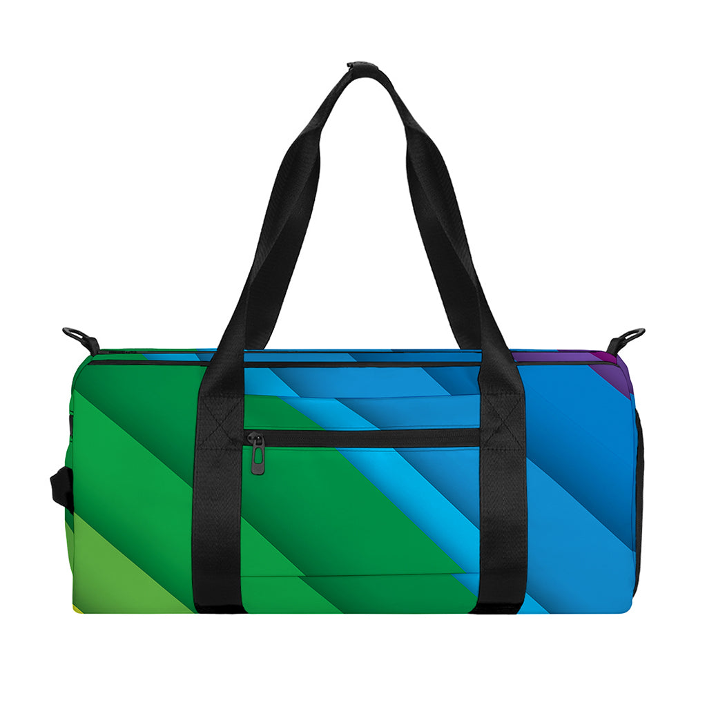 Rainbow Diagonal Lines Pattern Print Gym Bag