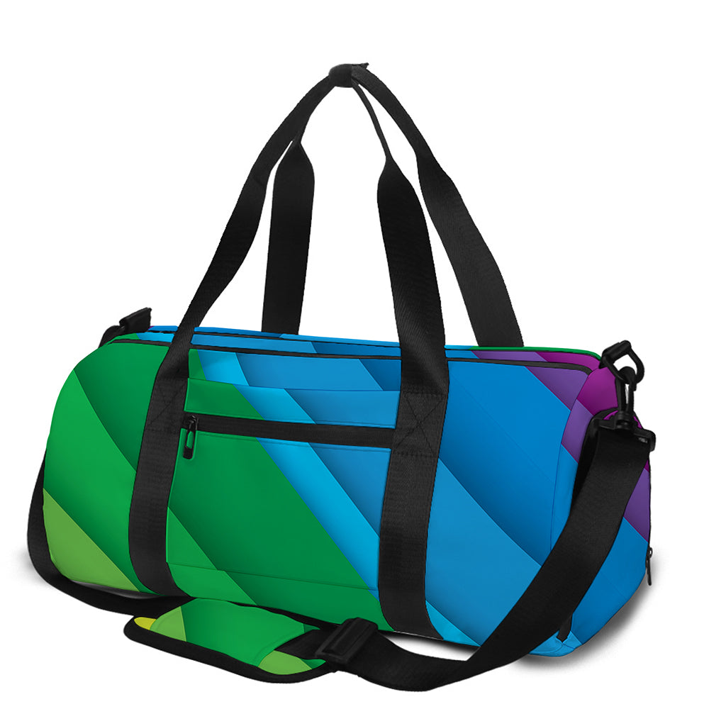 Rainbow Diagonal Lines Pattern Print Gym Bag