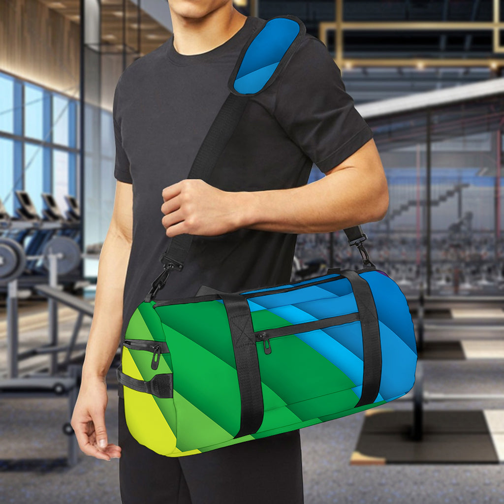 Rainbow Diagonal Lines Pattern Print Gym Bag
