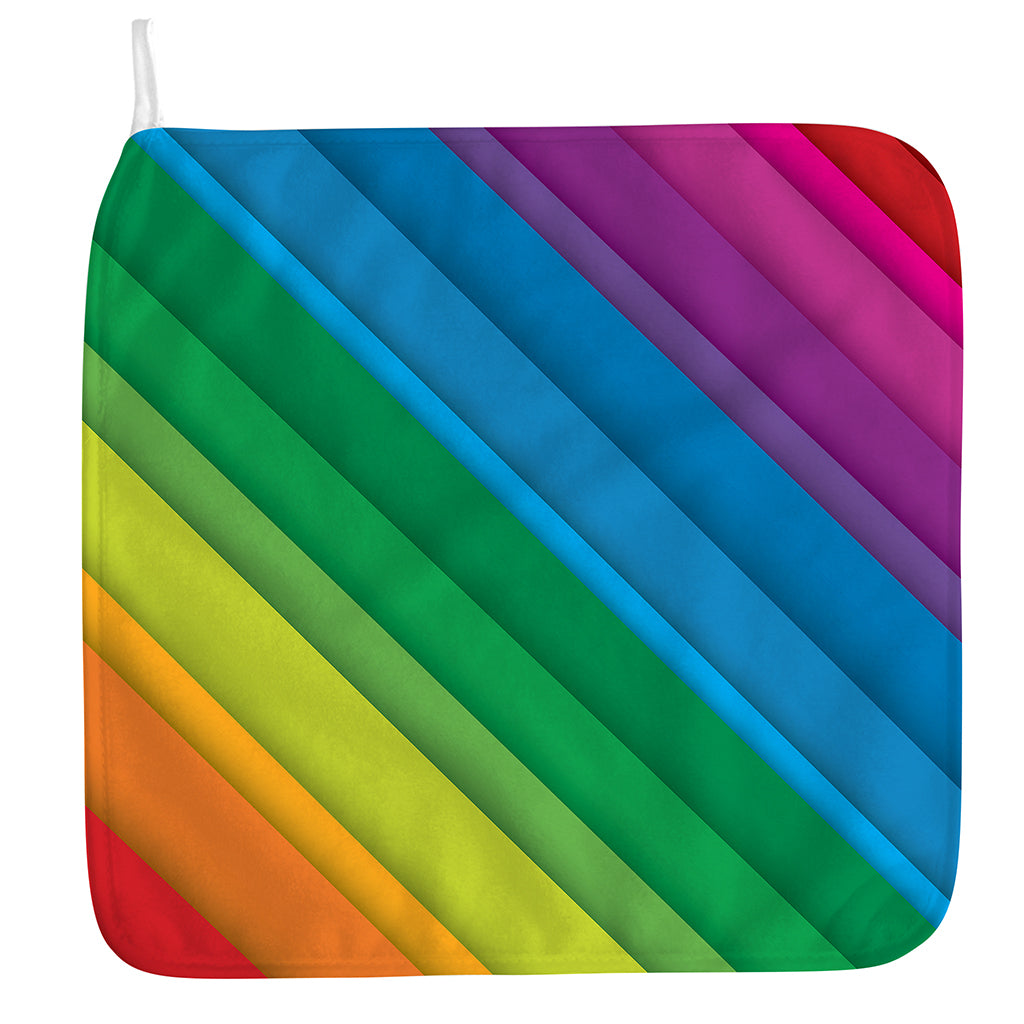 Rainbow Diagonal Lines Pattern Print Hand Towel