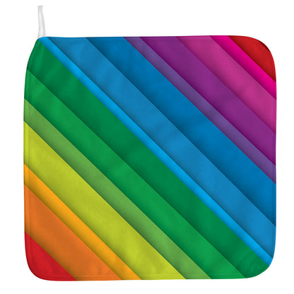 Rainbow Diagonal Lines Pattern Print Hand Towel