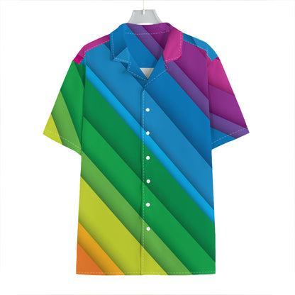 Rainbow Diagonal Lines Pattern Print Hawaiian Shirt