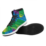 Rainbow Diagonal Lines Pattern Print High Top Leather Sneakers