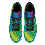 Rainbow Diagonal Lines Pattern Print High Top Leather Sneakers