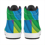 Rainbow Diagonal Lines Pattern Print High Top Leather Sneakers