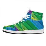 Rainbow Diagonal Lines Pattern Print High Top Leather Sneakers