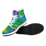 Rainbow Diagonal Lines Pattern Print High Top Leather Sneakers