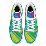 Rainbow Diagonal Lines Pattern Print High Top Leather Sneakers