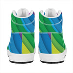 Rainbow Diagonal Lines Pattern Print High Top Leather Sneakers