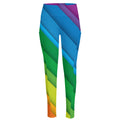 Rainbow Diagonal Lines Pattern Print High-Waisted Pocket Leggings