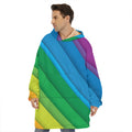 Rainbow Diagonal Lines Pattern Print Hoodie Blanket