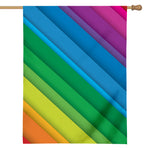 Rainbow Diagonal Lines Pattern Print House Flag