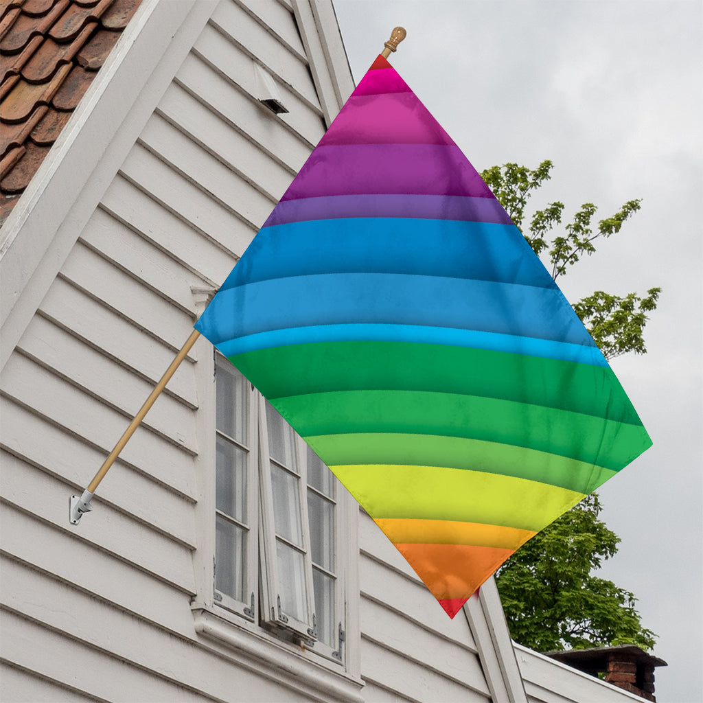 Rainbow Diagonal Lines Pattern Print House Flag
