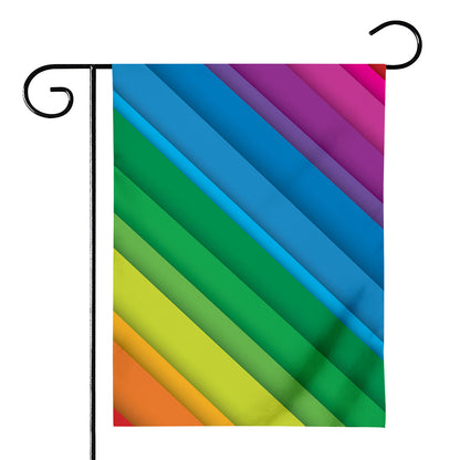 Rainbow Diagonal Lines Pattern Print House Flag